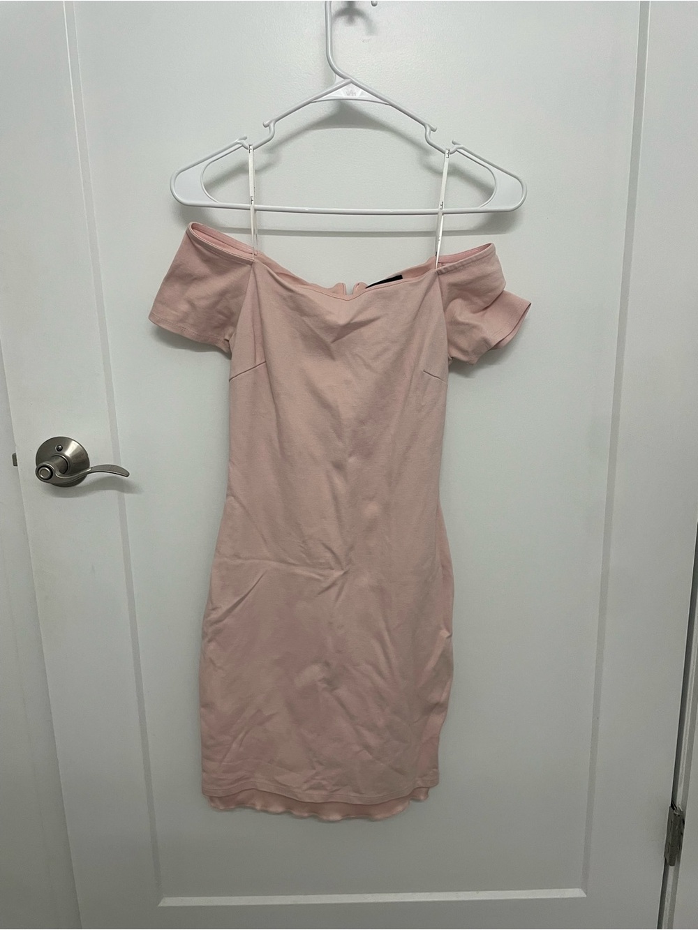 Off-Shoulder Blush Pink Bodycon Dress
